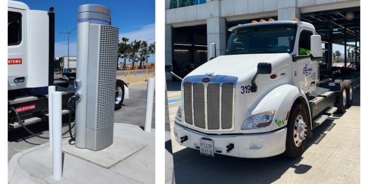 Cruza frontera EE.UU.- México primer camión de carga totalmente eléctrico