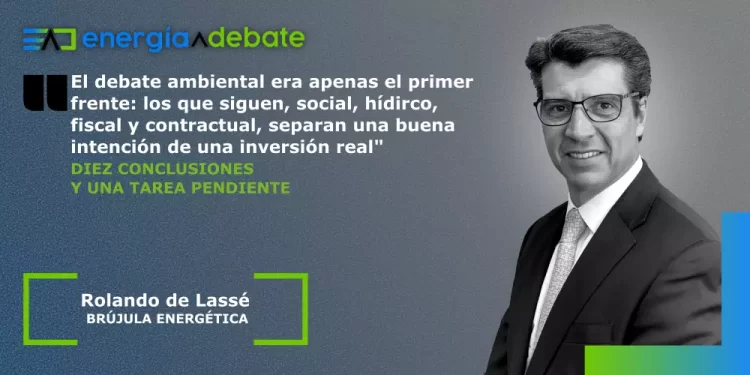 Promotional banner for an environmental debate; portrait of Rolando de Lassé on the right with a Spanish quote on the left.